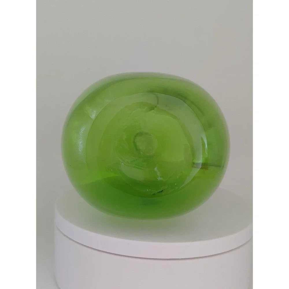 Tarnow Poland Green Art Glass Vase Mid Century Modern Murano Style 8